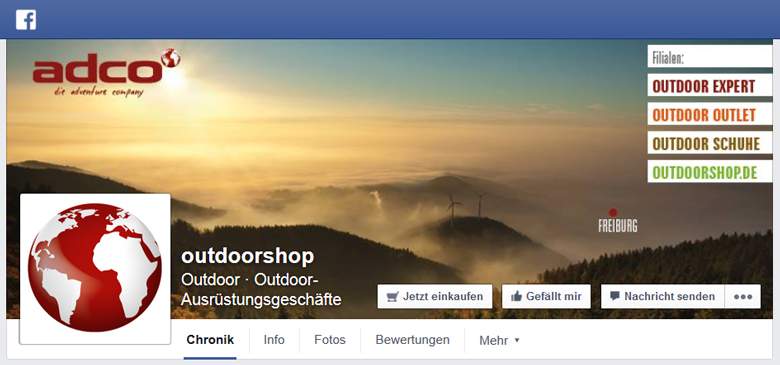 Facebook von Outdoorshop 